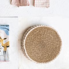Woven Round Placemat With Crocheted Edge