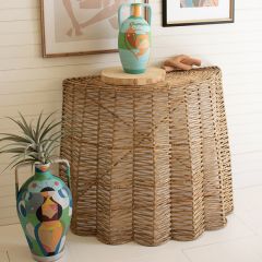 Woven Seagrass Demi Lune Table