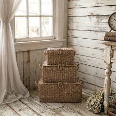 Woven Seagrass Handled Storage Box Set of 3