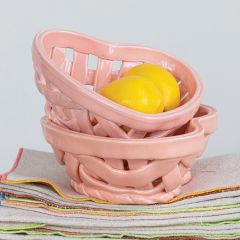 Woven Stoneware Heart Basket Set of 2