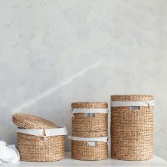 Woven Storage Basket With Lining Set of 3