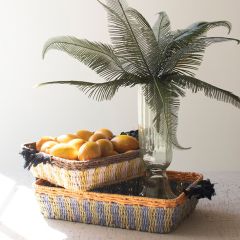 Woven Striped Rope Basket Set of 2