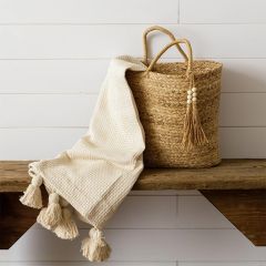 Woven Tote Bag With Tassels