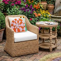 Woven Water Hyacinth Cushioned Accent Chair