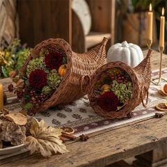 Woven Wicker Cornucopia Set of 2