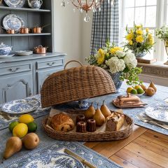 Woven Wicker Dome Cloche with Tray