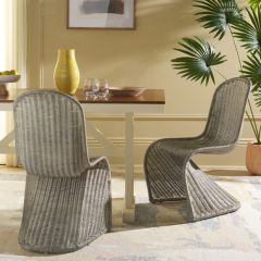 Woven Wicker Side Chair Set of 2 Grey