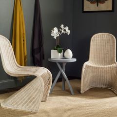 Woven Wicker Side Chair Set of 2 Natural