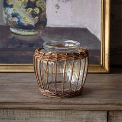 Woven Willow Glass Jar Vase