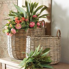 Woven Willow Handled Baskets Set of 2