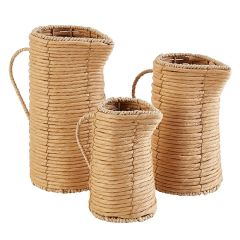 Woven Willow Jug Vase With Handle Set of 3