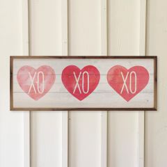 XO Hearts Whitewash Wall Art