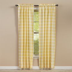 Yellow Check 84 Inch Window Panel Set of 2