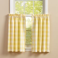 Yellow Check Tier Curtain Panel Set of 2