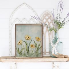 Yellow Field Of Flowers Framed Wall Decor