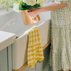 Yellow Gingham Farmhouse Dish Towel