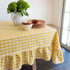 Yellow Gingham Farmhouse Tablecloth