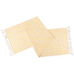 Yellow Gingham Fringed Table Runner