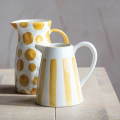 Yellow Stripe Pattern Stoneware Pitcher