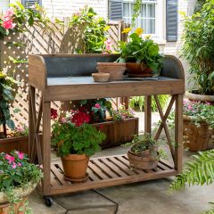 Zinc Top Rolling Potting Table