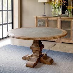 Zinc Top Round Farmhouse Dining Table