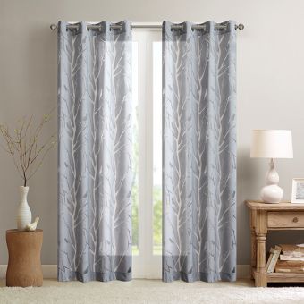Sheer Bird on Branches Curtain Panels Set of 2 84 Inch