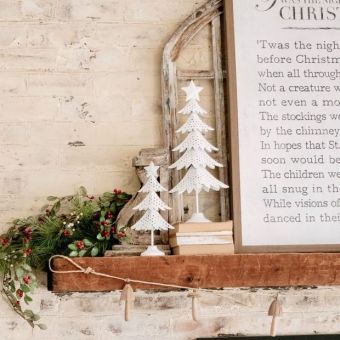 Antique White Metal Tabletop Christmas Tree