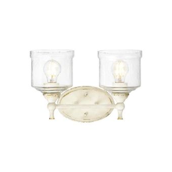 Hammered Water Glass Shade 2 Light Vanity Sconce Antique Ivory