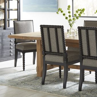 Black Bobbin Frame Upholstered Dining Chair