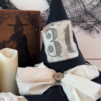 Black Halloween Witch Hat Shelf Sitter