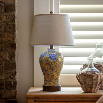 Botanical Chinoiserie Porcelain Table Lamp