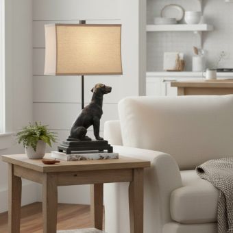 Bronzed Dog Sculpture Table Lamp