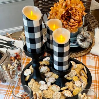 Buffalo Check Flameless Pillar Candle Set of 2
