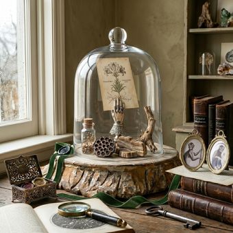 Cloche and Pedestal Set of 2 Large