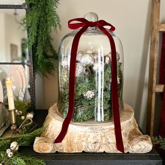 Cloche and Pedestal Set of 2 Large