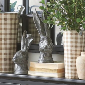 Distressed Black Rabbit Bust Statue
