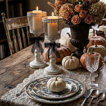 Distressed Finespun Metal Candle Holder Set of 2