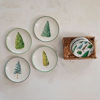 Evergreen Botanical Stoneware Plates