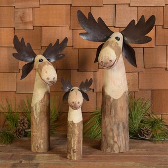 Found Wood and Metal Tabletop Moose 13 Inch