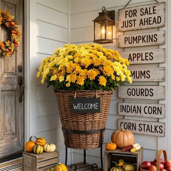 Golden Harvest Faux Mum Bush