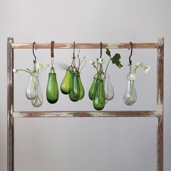 Hanging Blown Glass Tear Drop Vase Set of 2