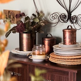 Lidded Copper Finished Stainless Steel Canisters Set of 4