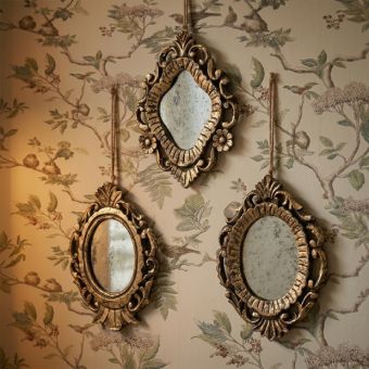 Mini Antiqued Wall Mirror Set of 3