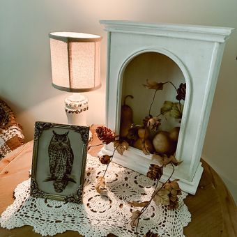 Mini Whitewashed Curio Cabinet
