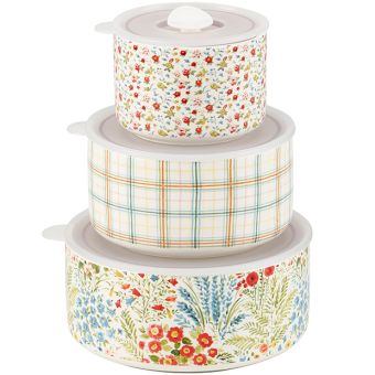 Spring Florals Serving Bowl with Lid Set of 3