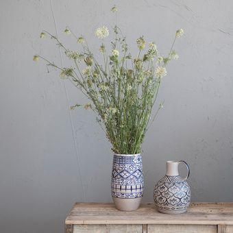 Painted Pattern Stoneware Vase Set of 2