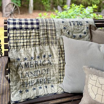 Patriotic Quilted Cotton Lap Throw Blanket