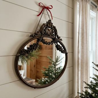 Pewter Framed Oval Mirror