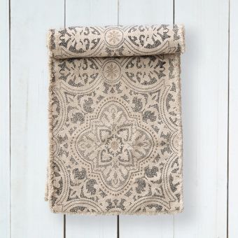 Printed Frayed Edge Table Runner