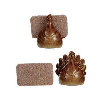 Reactive Glaze Stoneware Turkey Sponge Holder Set of 2
